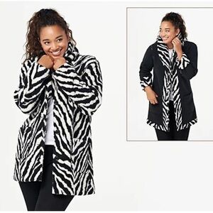 Susan Graver Weekend Reversible Sherpa & Polar Fleece Coat new